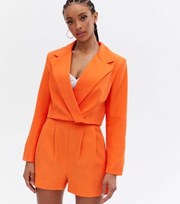 New Look Bright Orange Crop Wrap Blazer